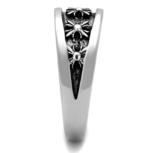 Stainless Steel Men's Ring - High-Polished with Jet Black Epoxy Design - Jewelry & Watches - Bijou Her -  -  - 