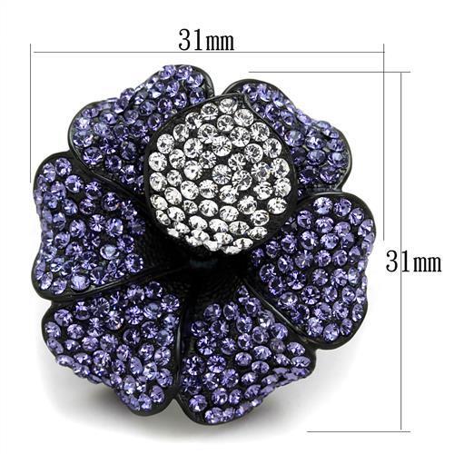 Stainless Steel Tanzanite Ring with Synthetic Crystal - Women's Black IP Plated Jewelry - Jewelry & Watches - Bijou Her -  -  - 