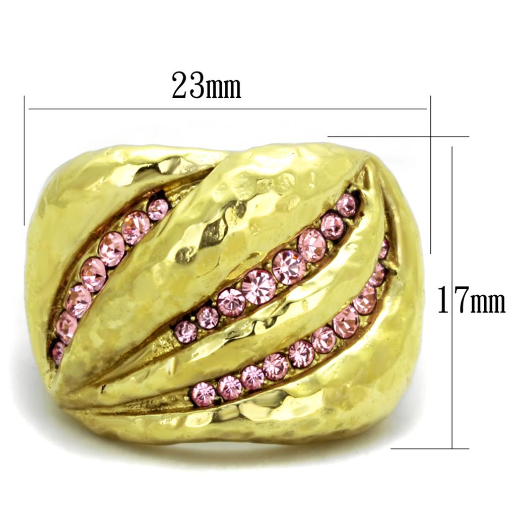 Stainless Steel Women's Ring with IP Gold Plating and Light Rose Synthetic Crystal - Jewelry & Watches - Bijou Her -  -  - 