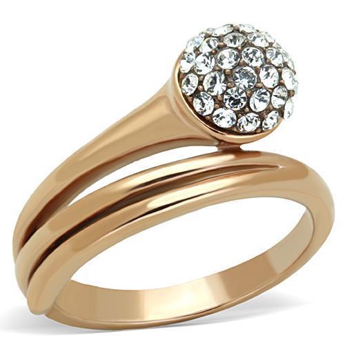 Rose Gold Stainless Steel Women's Ring with Synthetic Crystal - Hypoallergenic Jewelry for Women - Jewelry & Watches - Bijou Her -  -  - 