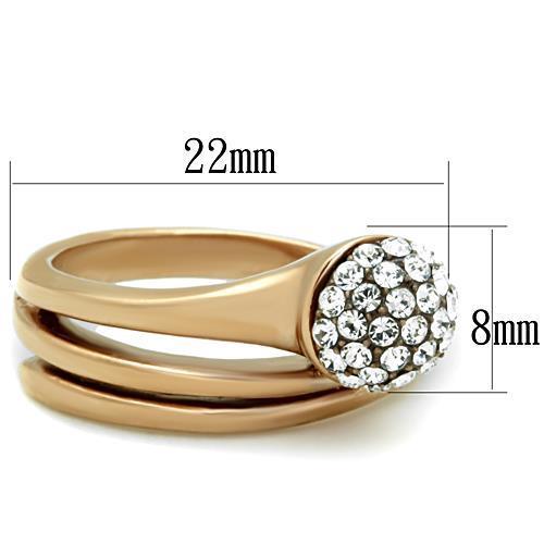 Rose Gold Stainless Steel Women's Ring with Synthetic Crystal - Hypoallergenic Jewelry for Women - Jewelry & Watches - Bijou Her -  -  - 