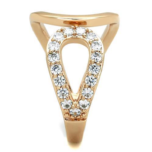 Stainless Steel Cubic Zirconia Women's Ring in IP Rose Gold - Jewelry & Watches - Bijou Her -  -  - 