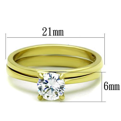 Gold Stainless Steel CZ Ring for Women - Clear Stone - Jewelry & Watches - Bijou Her -  -  - 