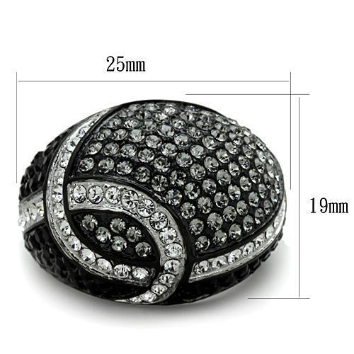 Stainless Steel Two-Tone Ring with Synthetic Crystal for Women - Black Diamond Jewelry - Jewelry & Watches - Bijou Her -  -  - 