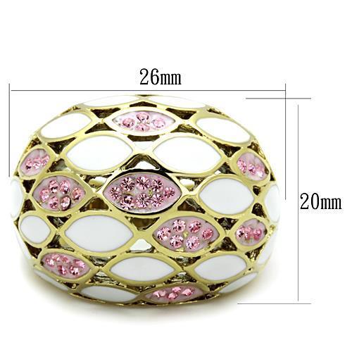 IP Gold Stainless Steel Ring with Top Grade Crystal - Light Rose - Jewelry & Watches - Bijou Her -  -  - 