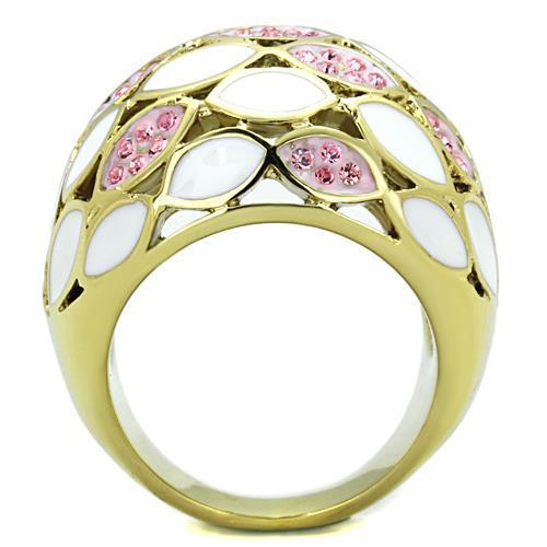 IP Gold Stainless Steel Ring with Top Grade Crystal - Light Rose - Jewelry & Watches - Bijou Her -  -  - 