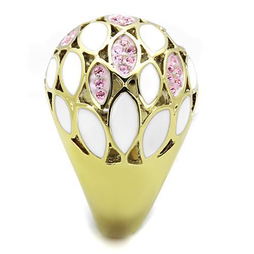 IP Gold Stainless Steel Ring with Top Grade Crystal - Light Rose - Jewelry & Watches - Bijou Her -  -  - 