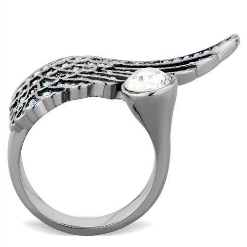 Stainless Steel Women's Ring with Clear Synthetic Crystal - High Polished - Jewelry & Watches - Bijou Her -  -  - 
