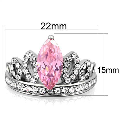 Rose CZ Stainless Steel Ring - High-Quality Women's Jewelry - Jewelry & Watches - Bijou Her -  -  - 