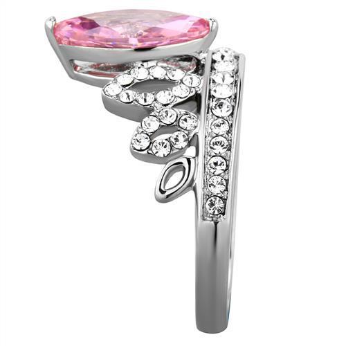 Rose CZ Stainless Steel Ring - High-Quality Women's Jewelry - Jewelry & Watches - Bijou Her -  -  - 