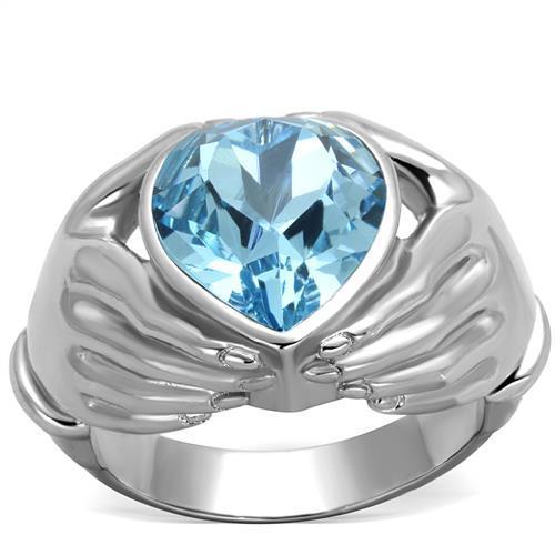 Sea Blue Synthetic Crystal Stainless Steel Ring for Women - Jewelry & Watches - Bijou Her -  -  - 