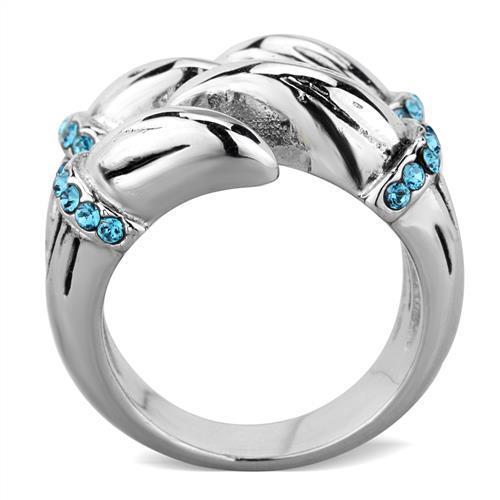 Stainless Steel Women's Ring with Synthetic Sapphire - High Polished Jewelry for Women - Jewelry & Watches - Bijou Her -  -  - 