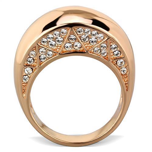 Stainless Steel Rose Gold Ring with Synthetic Crystals for Women - Clear Jewelry - Jewelry & Watches - Bijou Her -  -  - 