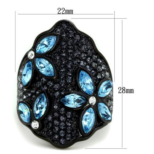 Stainless Steel Women's Ring with Synthetic Crystal in Sea Blue - Jewelry & Watches - Bijou Her -  -  - 