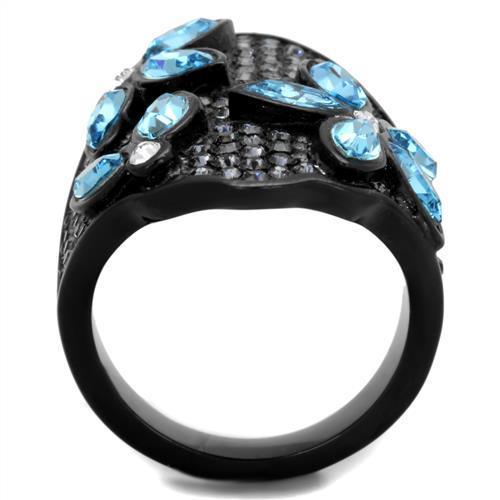 Stainless Steel Women's Ring with Synthetic Crystal in Sea Blue - Jewelry & Watches - Bijou Her -  -  - 