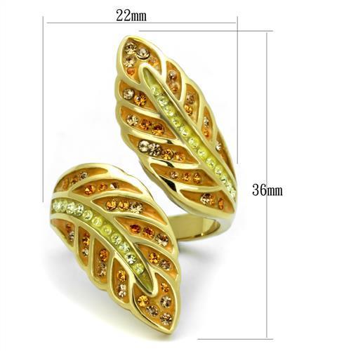 IP Gold Stainless Steel Ring with Top Grade Crystal - Ships in 1 Day - Jewelry & Watches - Bijou Her -  -  - 