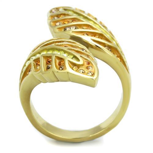 IP Gold Stainless Steel Ring with Top Grade Crystal - Ships in 1 Day - Jewelry & Watches - Bijou Her -  -  - 