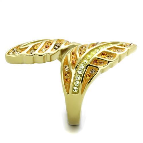 Stainless Steel Women's Ring with Multi Color Synthetic Crystal - IP Gold Plating - Jewelry & Watches - Bijou Her -  -  - 
