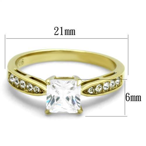 Stainless Steel Cubic Zirconia Women's Ring - Clear Stone Jewelry - Jewelry & Watches - Bijou Her -  -  - 