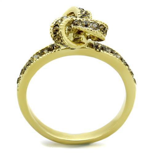 Gold Stainless Steel Women's Ring with Synthetic Crystal and Smoked Quartz - Jewelry & Watches - Bijou Her -  -  - 