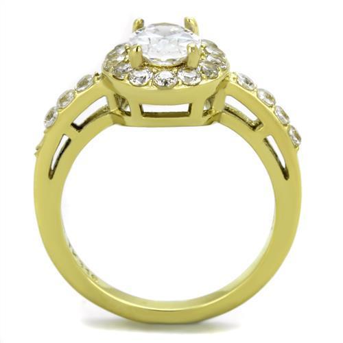 Gold Stainless Steel CZ Ring for Women - Hypoallergenic and Stylish - Jewelry & Watches - Bijou Her -  -  - 