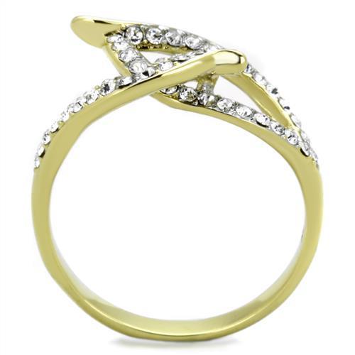 Stainless Steel Two-Tone Gold Ring with Clear Crystal for Women - Hypoallergenic Jewelry - Jewelry & Watches - Bijou Her -  -  - 