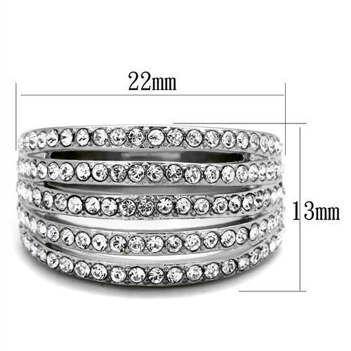 Hypoallergenic Stainless Steel Women's Ring with Clear Synthetic Crystal - Polished Shine - Jewelry & Watches - Bijou Her -  -  - 