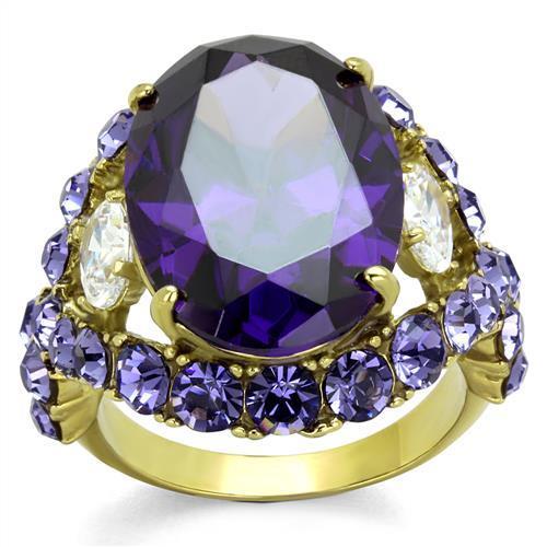 Stainless Steel Cubic Zirconia Amethyst Ring for Women - Fashion Jewelry - Jewelry & Watches - Bijou Her -  -  - 