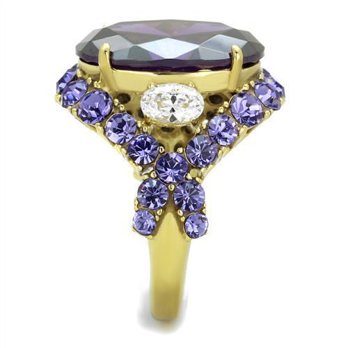 Stainless Steel Cubic Zirconia Amethyst Ring for Women - Fashion Jewelry - Jewelry & Watches - Bijou Her -  -  - 