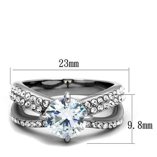 Hypoallergenic Women's Ring with Clear Cubic Zirconia - Stainless Steel Jewelry - Jewelry & Watches - Bijou Her -  -  - 