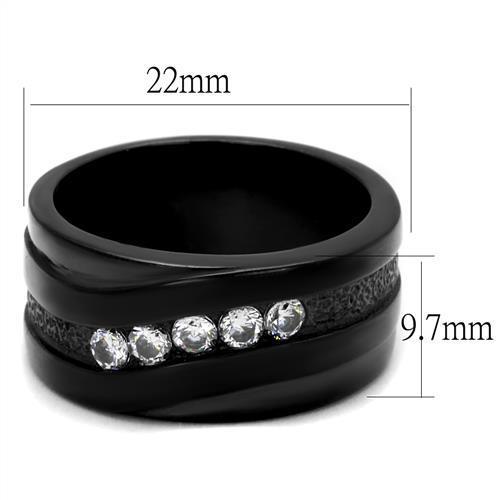 Stainless Steel Women's Ring with Black Ion Plating and Clear Cubic Zirconia - Hypoallergenic Jewelry for Women - Jewelry & Watches - Bijou Her -  -  - 