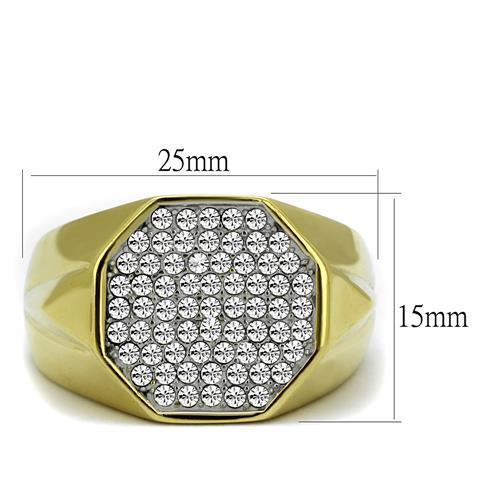 Stainless Steel Two-Tone Gold Men's Ring with Synthetic Crystal - Hypoallergenic and Stylish - Jewelry & Watches - Bijou Her -  -  - 