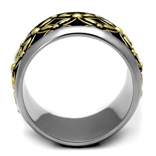 Stylish Two-Tone Gold Men's Ring with Epoxy and Jet Accents - Jewelry & Watches - Bijou Her -  -  - 