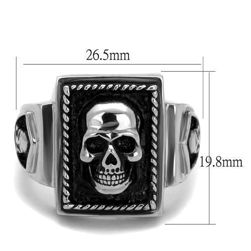 Stainless Steel Men's Ring - High-Polished with Jet Black Epoxy Design - Jewelry & Watches - Bijou Her -  -  - 