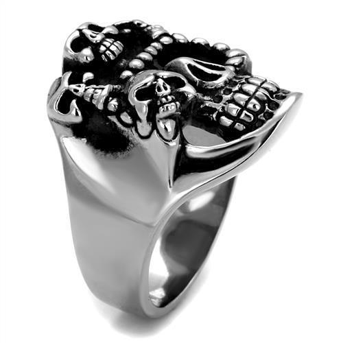 Stainless Steel Men's Ring - High-Polished with Jet Black Epoxy Design - Jewelry & Watches - Bijou Her -  -  - 