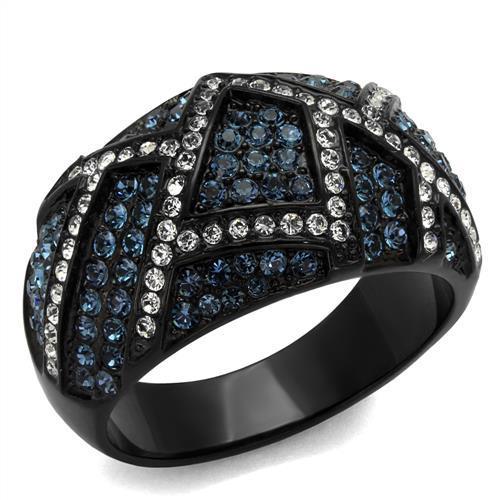 Montana Synthetic Crystal Stainless Steel Ring - IP Black Plating for Women - Jewelry & Watches - Bijou Her -  -  - 