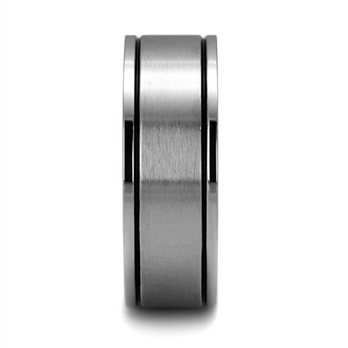 High Polished Stainless Steel Ring with Jet Epoxy Center Stone - 7.60g Weight - Jewelry & Watches - Bijou Her -  -  - 