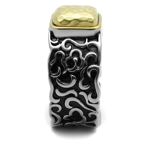 Stylish Two-Tone Gold Men's Ring with Epoxy and Jet Accents - Jewelry & Watches - Bijou Her -  -  - 