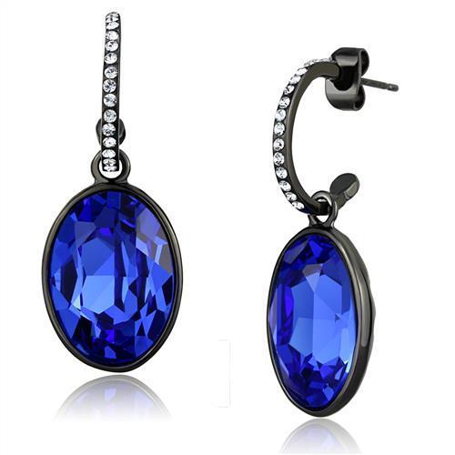 Stainless Steel Black Crystal Earrings for Women: Sapphire Accents, Hypoallergenic, Free Shipping - Jewelry & Watches - Bijou Her -  -  - 