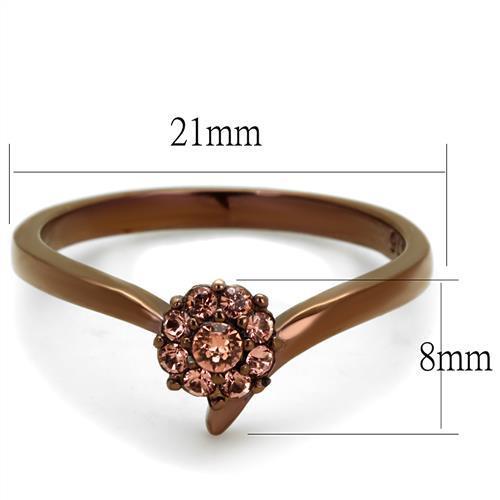 Stainless Steel Women's Ring with Synthetic Crystal in Light Peach Hue - Free Worldwide Shipping - Jewelry & Watches - Bijou Her -  -  - 