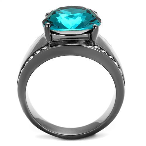 Stainless Steel Women's Ring with Synthetic Crystal and Blue Zircon - Women's Jewelry - Jewelry & Watches - Bijou Her -  -  - 