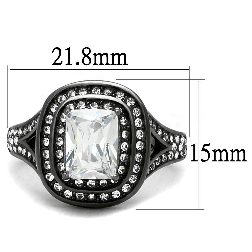 Stainless Steel Women's Ring with Clear Cubic Zirconia - Sleek and Hypoallergenic - Jewelry & Watches - Bijou Her -  -  - 