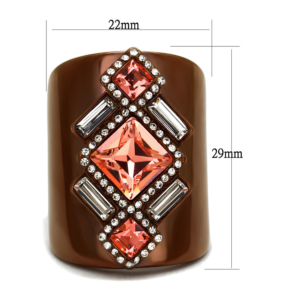 Stainless Steel Women's Ring with Synthetic Crystal and Rose Design - Hypoallergenic Jewelry for Any Occasion - Jewelry & Watches - Bijou Her -  -  - 