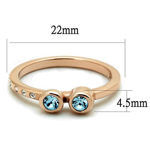 Sea Blue Synthetic Crystal Stainless Steel Ring for Women - Hypoallergenic and Luxurious - Jewelry & Watches - Bijou Her -  -  - 