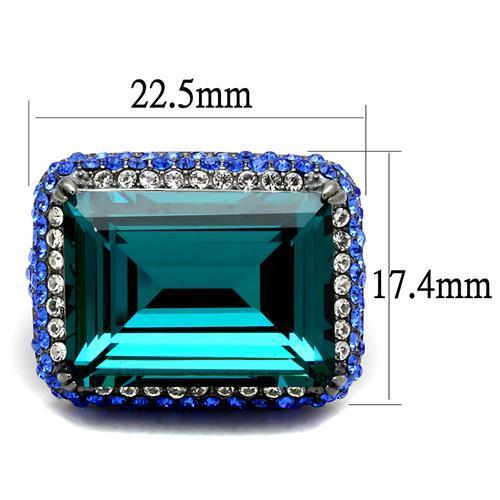 Stainless Steel Women's Ring with Synthetic Crystal and Blue Zircon - Women's Jewelry - Jewelry & Watches - Bijou Her -  -  - 