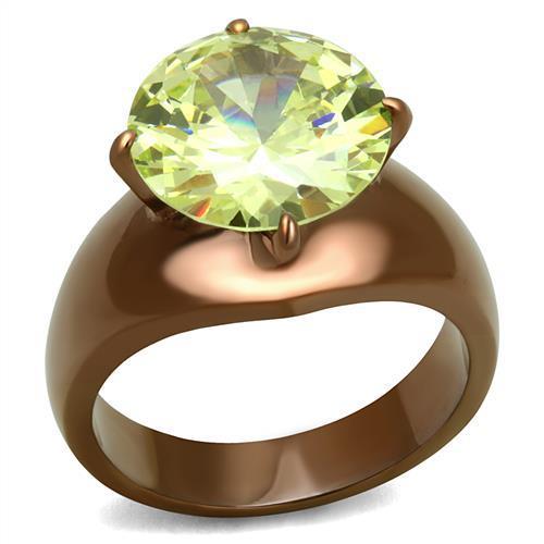 Stainless Steel Apple Green CZ Ring - Round Women's Jewelry - Jewelry & Watches - Bijou Her -  -  - 