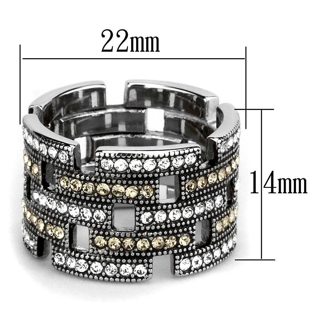 Stainless Steel Women's Ring with Multi-Color Synthetic Crystal - Hypoallergenic and Stylish - Jewelry & Watches - Bijou Her -  -  - 