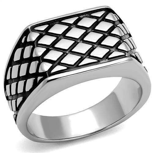 Stainless Steel Men's Ring - High-Polished with Jet Black Epoxy Design - Jewelry & Watches - Bijou Her -  -  - 