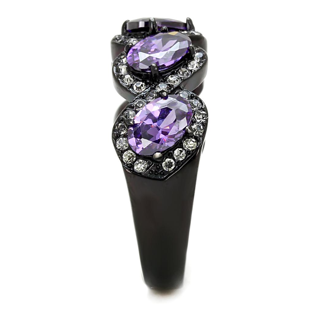 Stainless Steel Cubic Zirconia Amethyst Ring for Women - Oval Design - Jewelry & Watches - Bijou Her -  -  - 