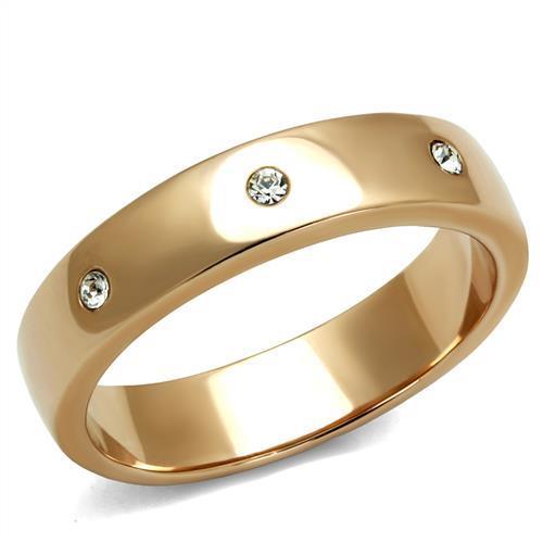 Rose Gold Stainless Steel Women's Ring with Synthetic Crystal - Hypoallergenic Jewelry for Women - Jewelry & Watches - Bijou Her -  -  - 
